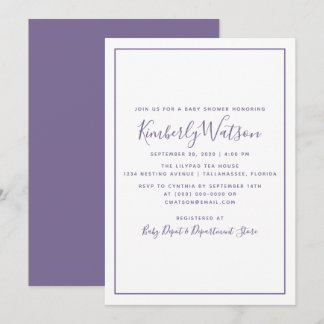 Baby shower de simplicité Invitation | Violet