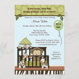 Baby shower de singe Invitation safari dans la jun