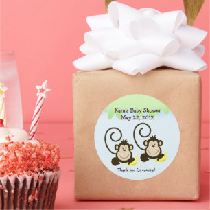 Baby shower de singe jumeau Favoriser Sticker