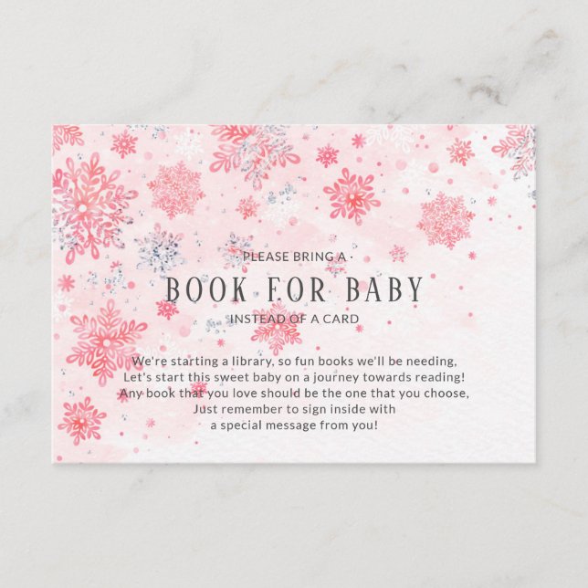 Baby shower de Snowflakes rose pour la carte bébé (Devant)