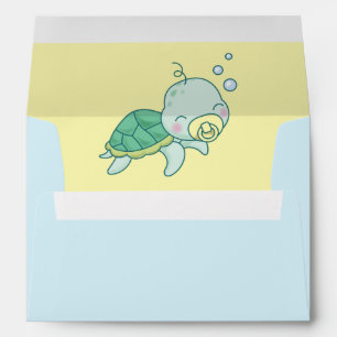 Baby shower de tortue de mer Kawaii Enveloppe