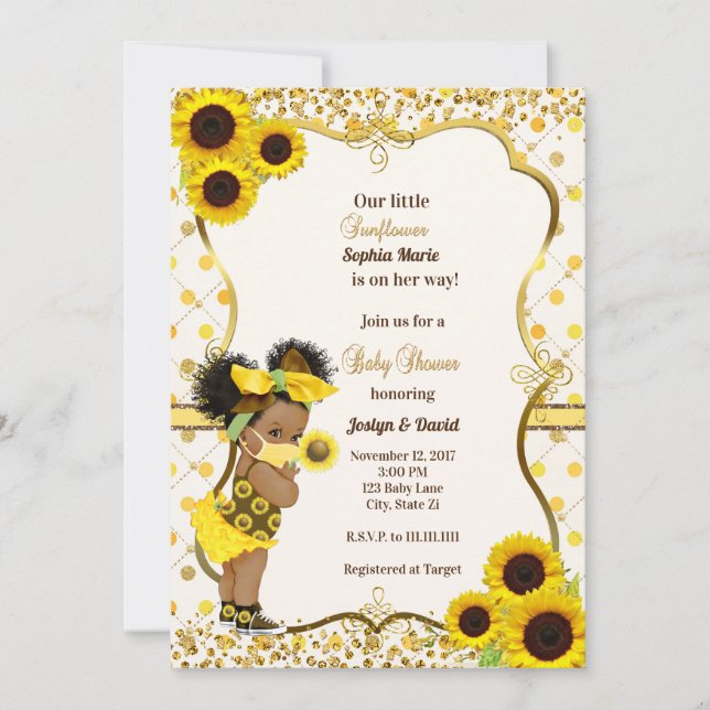 Baby shower de tournesol invitation masque de tour (Devant)