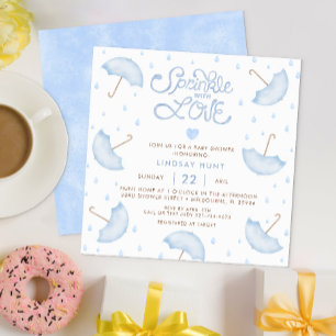 Baby shower de typographie bleu moderne Invitation