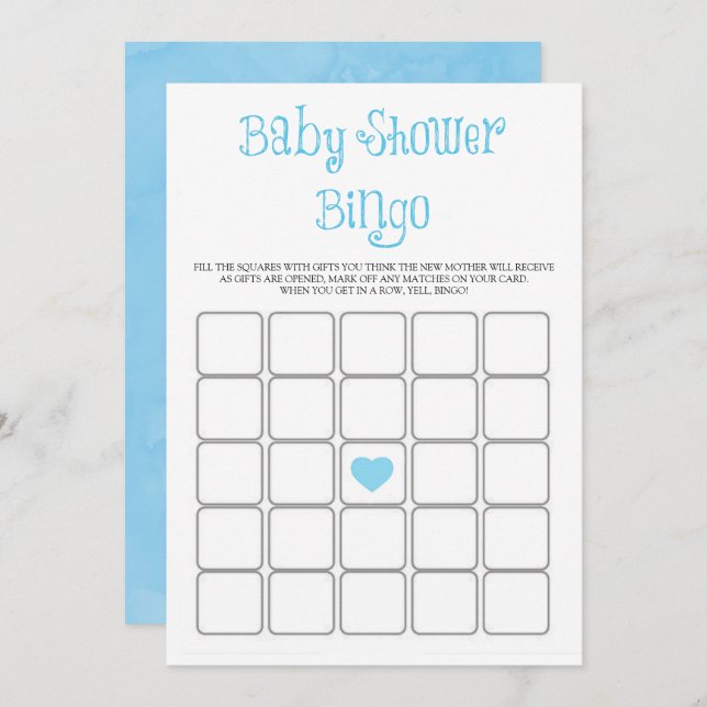 Baby shower de typographie minimaliste bleu Carte  (Devant / Derrière)