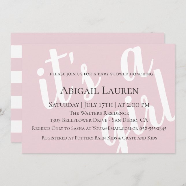 Baby shower de typographie moderne chic Invitation (Devant / Derrière)
