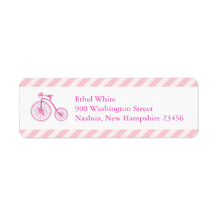 Baby shower de vélo rose Étiquettes d'adresse de r