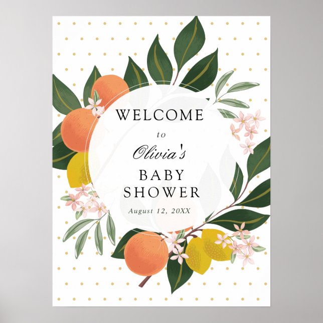 Baby shower de verdure Citrus Affiche de bienvenue (Devant)