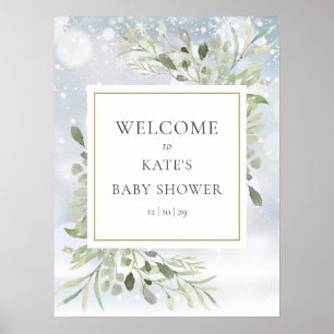 Baby shower de verdure d'hiver Affiche de bienvenu