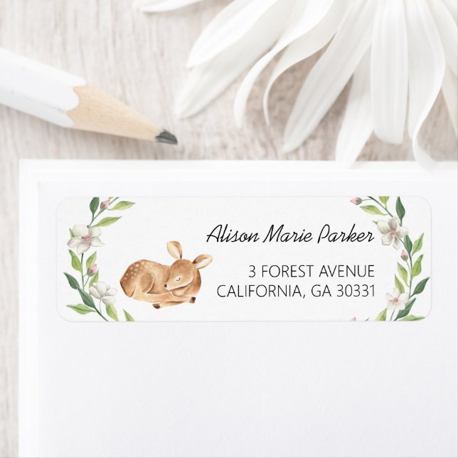 Baby shower de verdure fleurie de cerfs de bois Re (En situation)