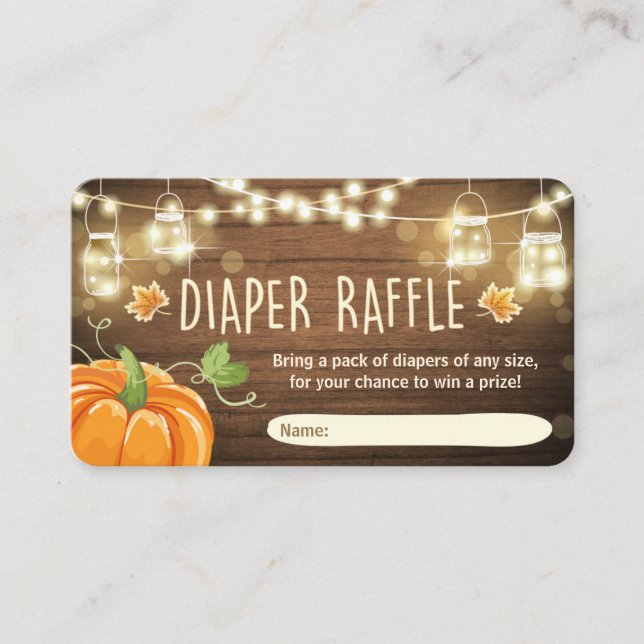 Baby shower Déchets Carte Raffle Citrouille rustiq (Devant)