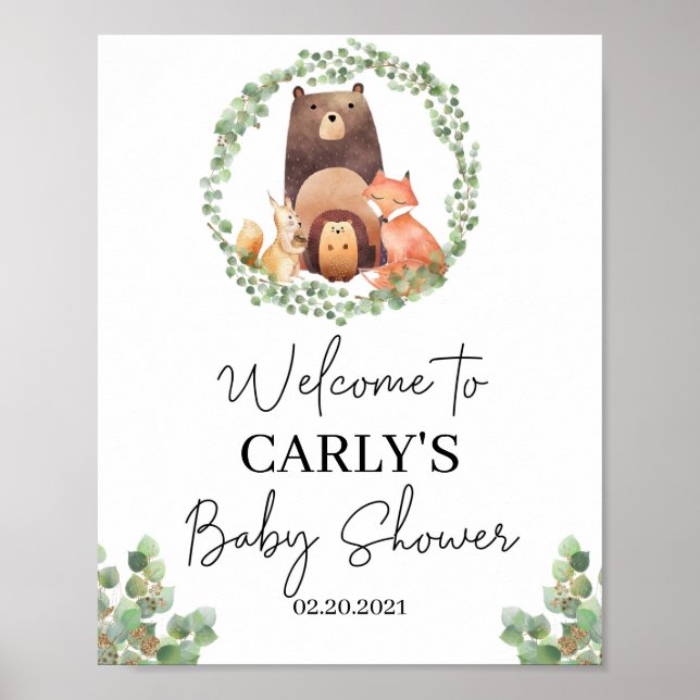 Baby Shower Decor|Woodland animals| welcome sign (Front)