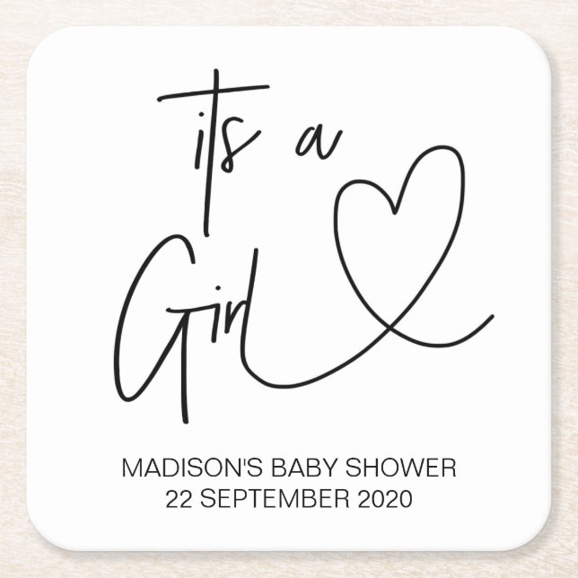Baby Shower Decorations Its a Girl Coasters (Front)