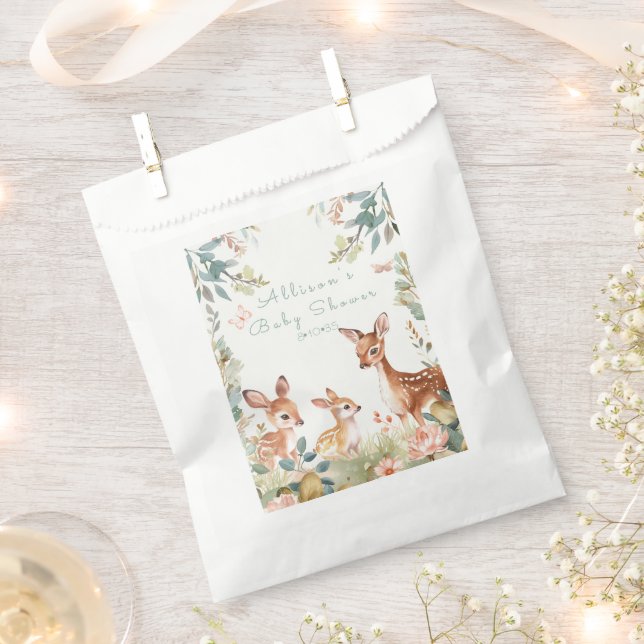 Baby Shower Deer Forest Flowers Favour Bag (Clipped)