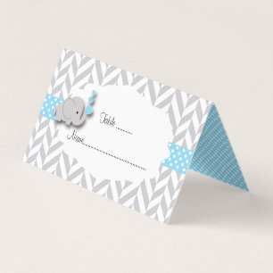 Baby shower d'éléphant bleu et gris  Cartes de pré