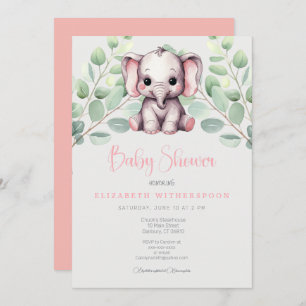 baby shower d'éléphant d'inde Invitation chic élég