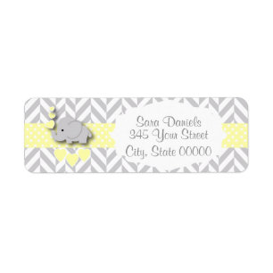 Baby shower d'éléphant jaune, blanc et gris