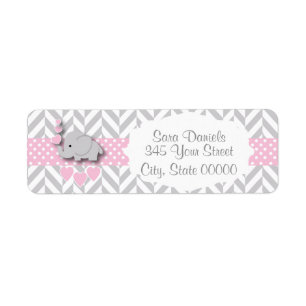 Baby shower d'éléphant rose, blanc et gris