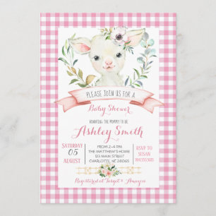 baby shower d'élevage de moutons Invitation fille 