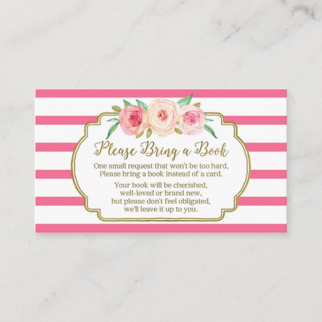 Baby shower Demande Carte Pink Floral Stripes (Devant)