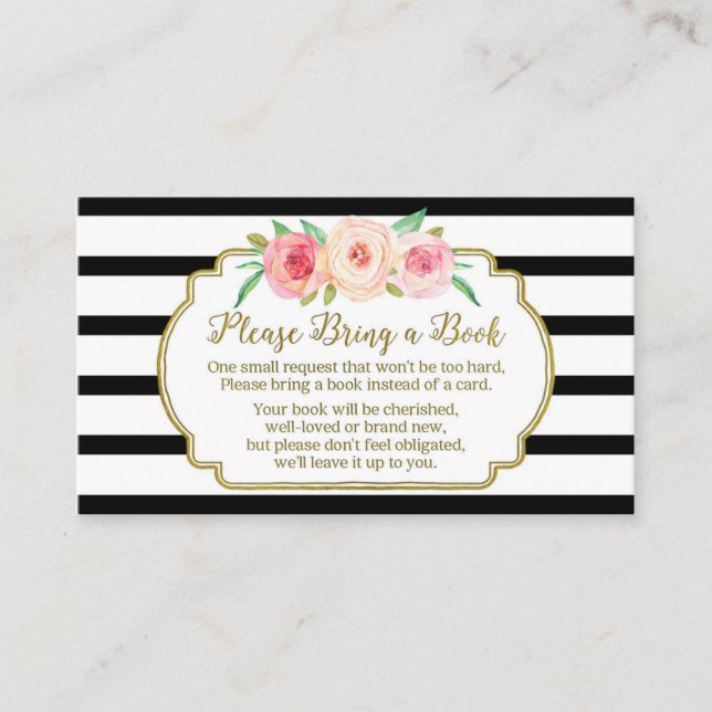 Baby shower Demande Carte Rose Floral Noir (Devant)