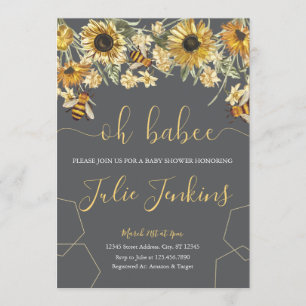 Baby shower des abeilles Invitation neutre