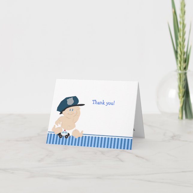 BABY SHOWER DES AGENTS DE POLICE Merci notes (Devant)