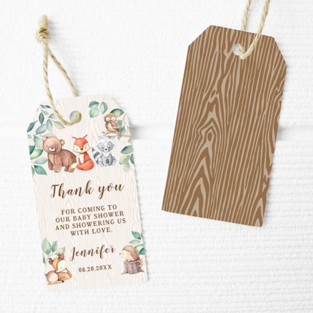 Baby shower des animaux des bois merci étiquettes  (Créateur téléchargé)
