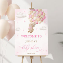Baby shower des ballons roses de l'ours en peluche