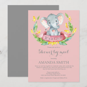 Baby shower des éléphants par invitation par courr