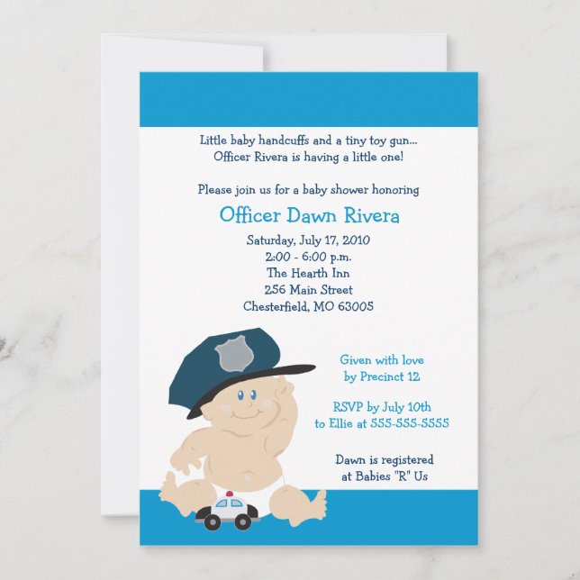 BABY SHOWER des flics de POLICE Invitation 5x7 (Devant)