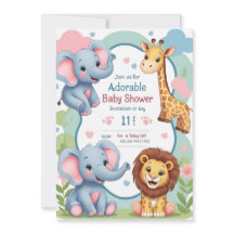 Baby shower - Dessin amusant Invitation animale