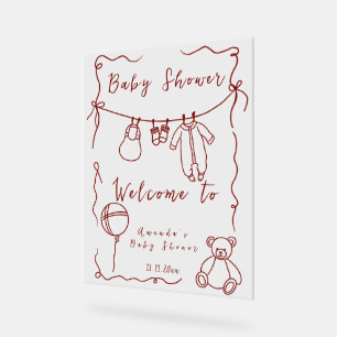 Baby shower dessiné à la main - Bienvenue baby sho
