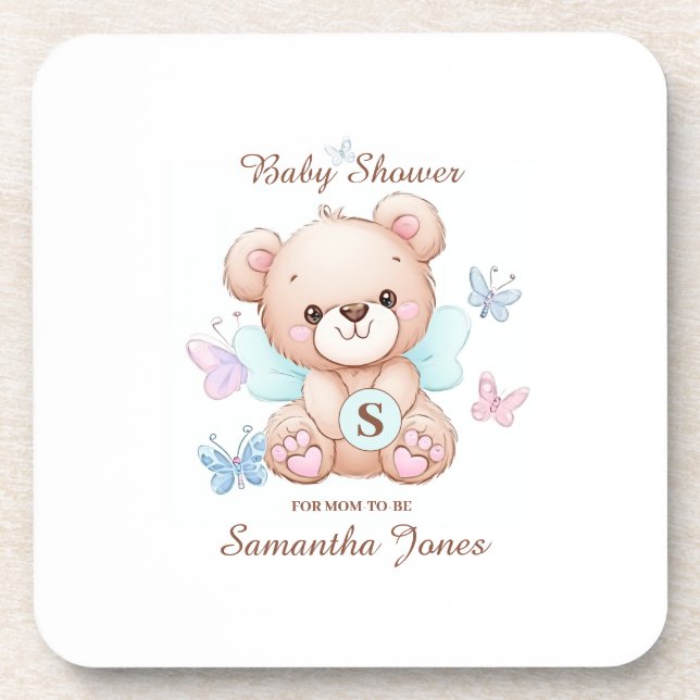 Baby shower Dessous de verre en plastique dur pers (Devant)