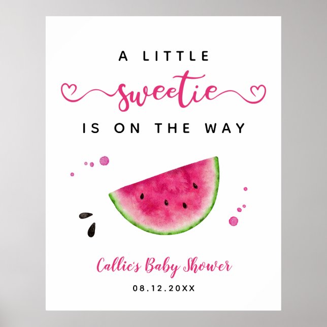 Baby shower d'été Pink Watermelon Affiche de bienv (Devant)