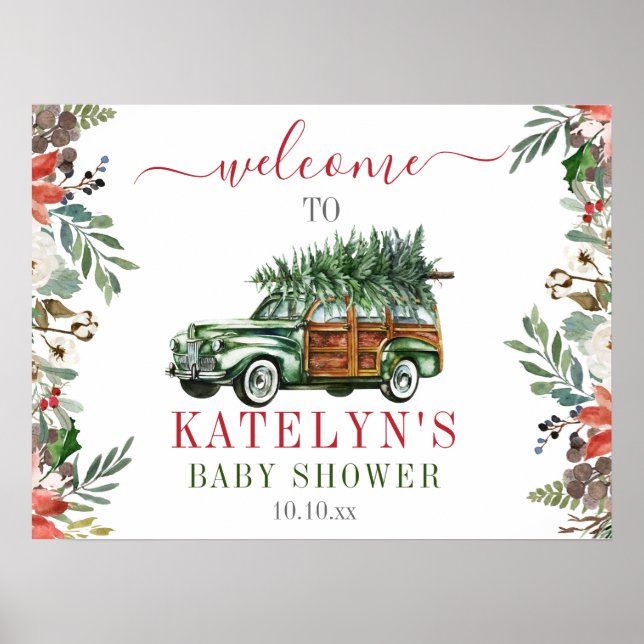 Baby shower d'hiver Affiche de bienvenue Végétatio (Devant)