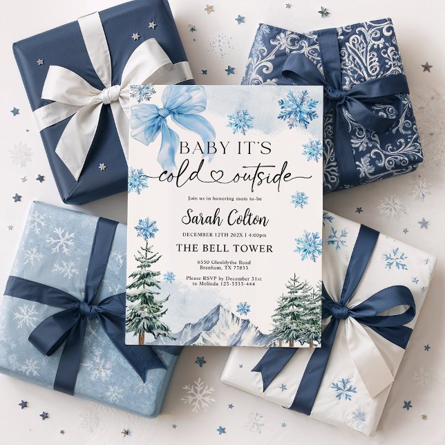 Baby shower d'hiver bleu Invitation (Créateur téléchargé)