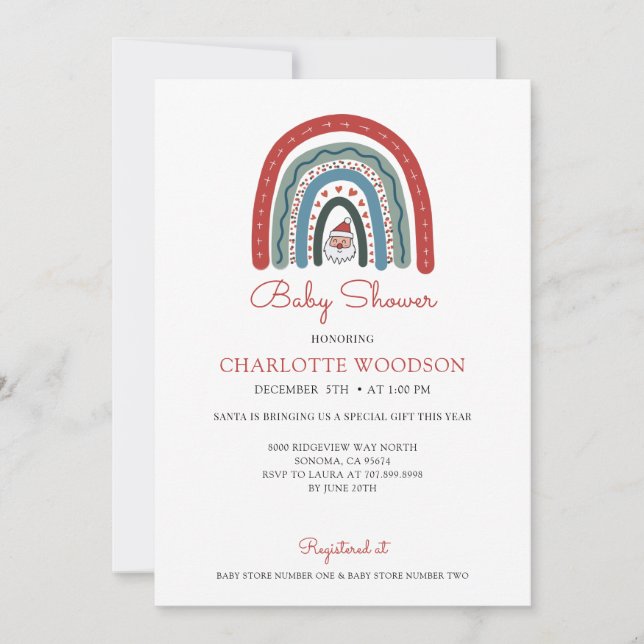 Baby shower d'hiver de Noël Invitation (Devant)