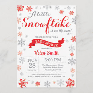 Baby shower d'hiver Invitation Flocon rouge