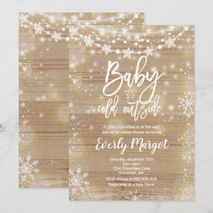 Baby shower d'hiver Invitation Rustique Blanc