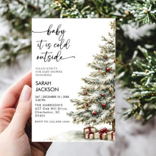 Baby shower d'hiver Invitation set, bébé il fait f