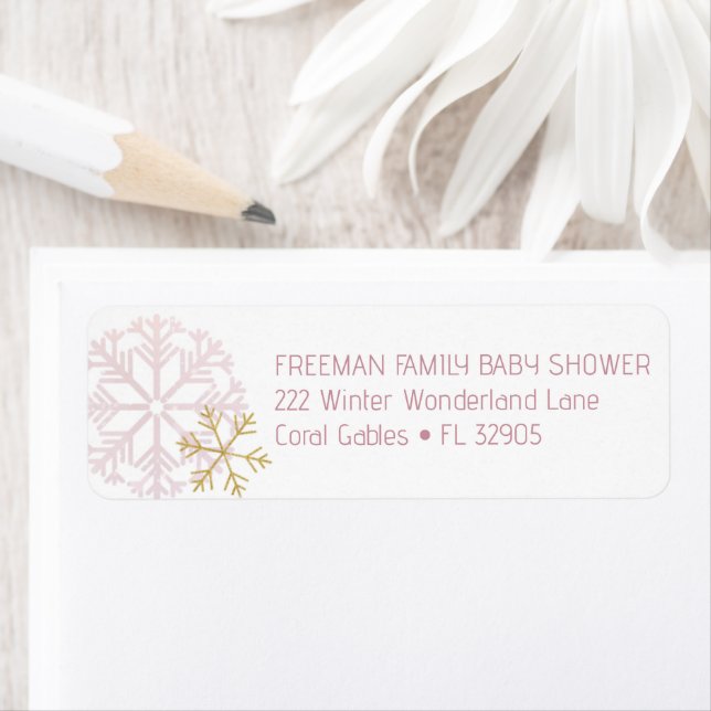 Baby shower d'hiver Snowflake Étiquette de adresse (En situation)