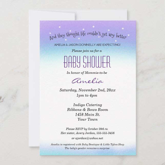 Baby shower d'humeur doux Invitation (Devant)