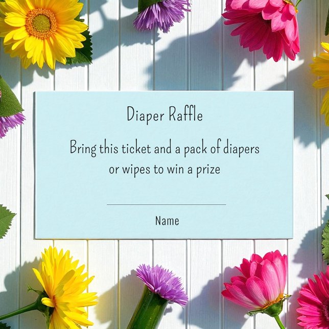 Baby Shower Diaper Raffle Boy Blue Ticket Enclosure Card (Creator Uploaded)