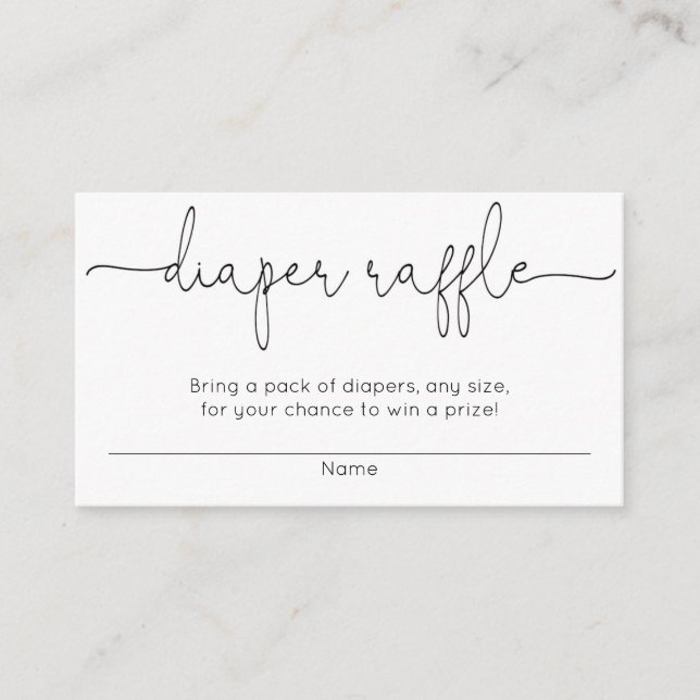 Baby shower diaper raffle cards, gender neutral enclosure card (Front)