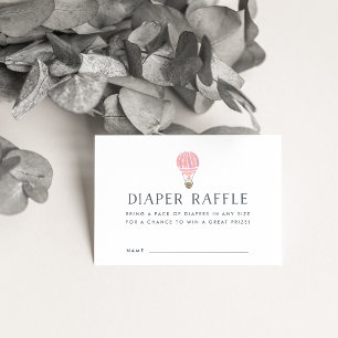 Baby Shower Diaper Raffle Cards   Pink Balloon