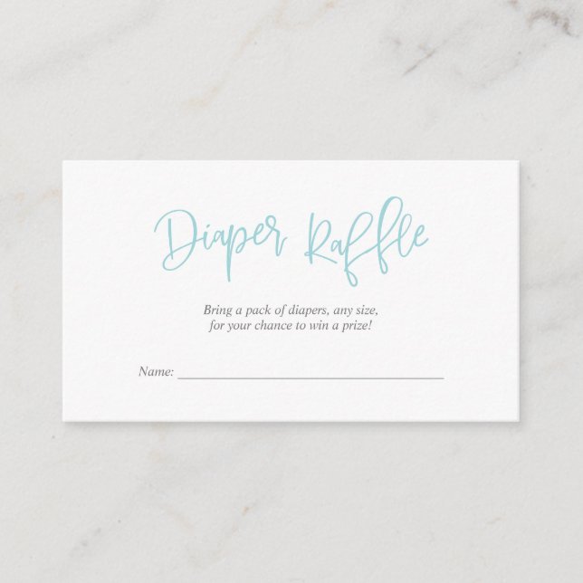 Baby Shower Diaper Raffle, Creative Tiffany Script Enclosure Card (Front)