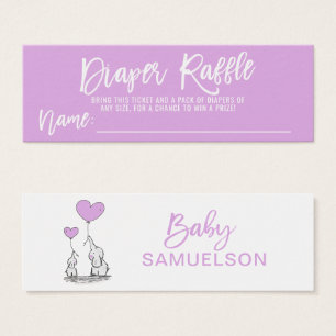 BABY SHOWER DIAPER RAFFLE Elephant LAVENDER