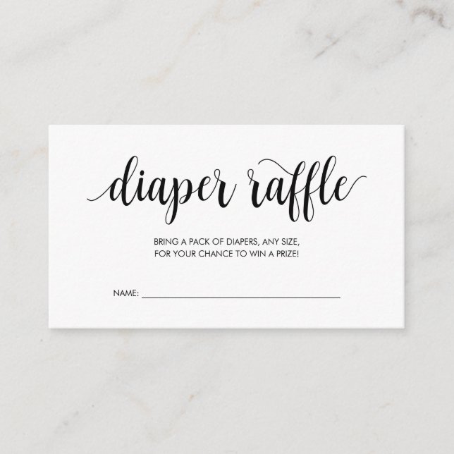Baby Shower Diaper Raffle, Modern Rustic Black Enclosure Card (Front)