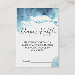 Baby Shower Diaper Raffle Ticket   Beluga Whale Enclosure Card