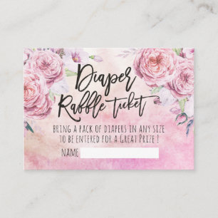 Baby Shower Diaper Raffle Ticket Bohemian Flowers Enclosure Card